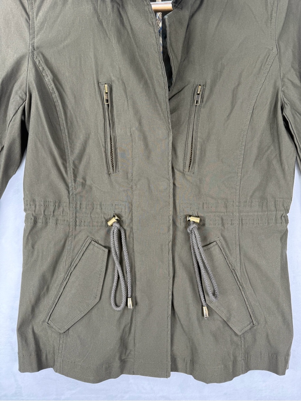 Eden Society Olive Green Military Utility Jacket M Drawstring Waist - Picture 6 of 13